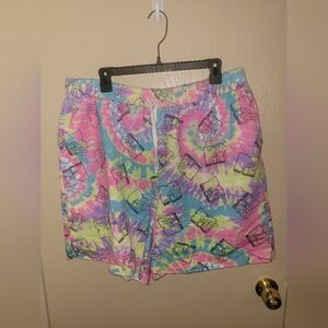 MTV tie Dye Neon Drawstring Shorts Womens Size 3xl NWOT